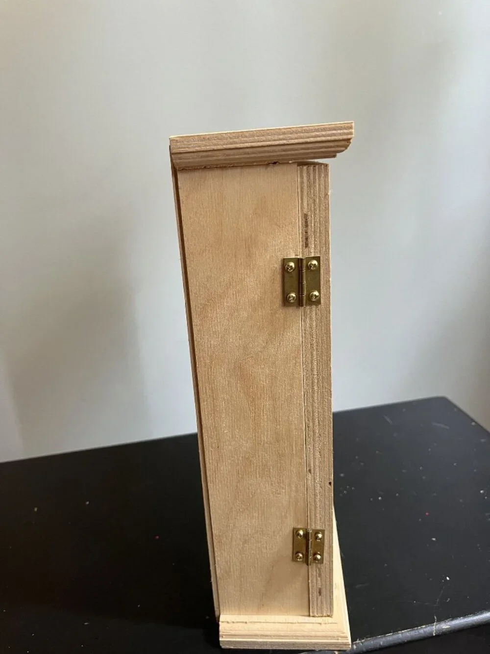 Natural Wood Display Case With Glass Door & 6 Compartments For Collectibles Or M